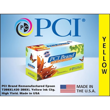 Pci Reman Epson 288XL T288XL420 High Yield Yellow Ink for Epson Expression Home XP330, XP430, XP434 T288XL420-PCI